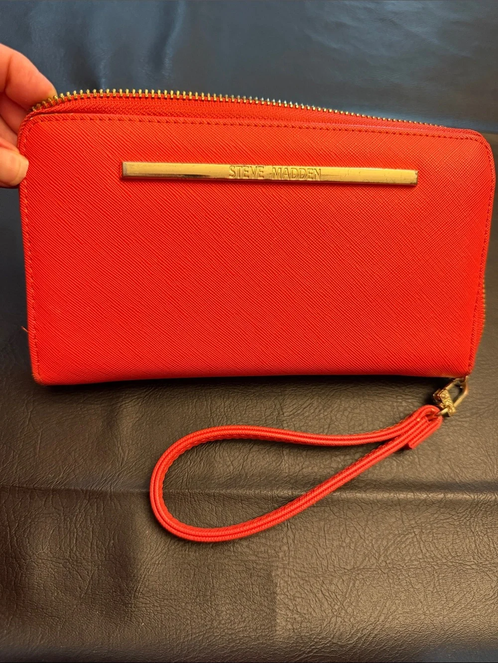 Steve Madden Bzippy Red Zip Around Wallet Wristlet
